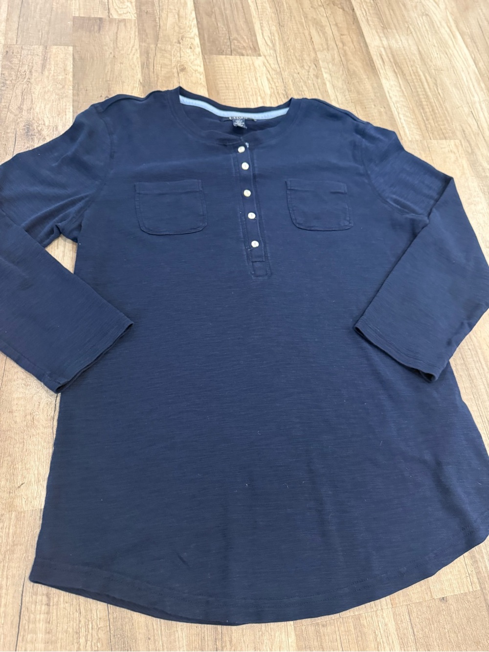 Women's Navy Long-Sleeve Henley Top